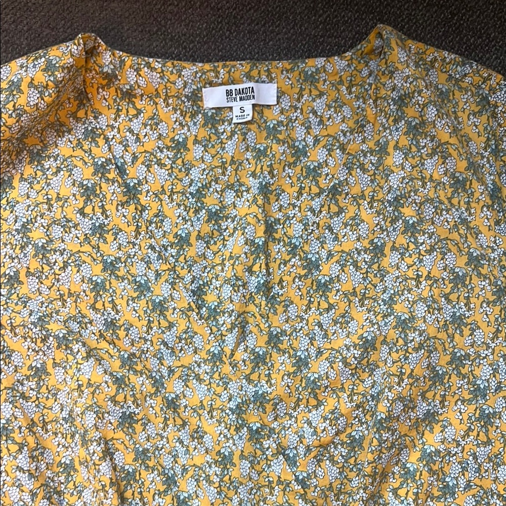 Steve Madden Yellow Ruched Ruffled Midi Sundress - Picture 3 of 9